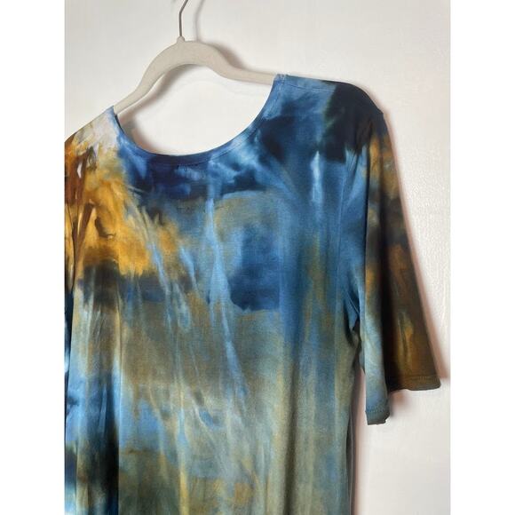 Heyne Bogut Slouch Tee Dress Womens 4 Oversized Artsy Lagenlook Midi Dress Blue - Picture 10 of 12